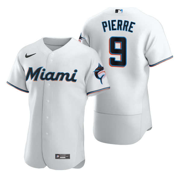 Men's Miami Marlins Retired Player #9 Juan Pierre Nike White Home Flex Base Jersey
