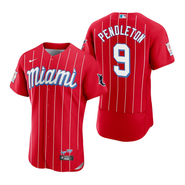 Men's Miami Marlins Retired Player #9 Terry Pendleton  Nike Red 2021 MLB City Connect Jersey