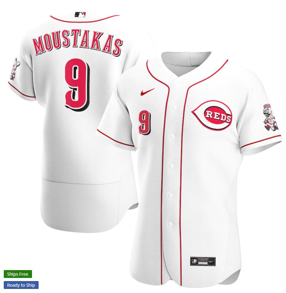 Men's Cincinnati Reds #9 Mike Moustakas Nike White Home Flex Base Player Jersey