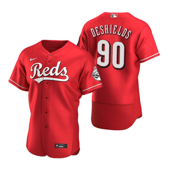 Mens Cincinnati Reds #90 Delino DeShields Nike Scarlet Alternate Reds Flex Base Player Jersey