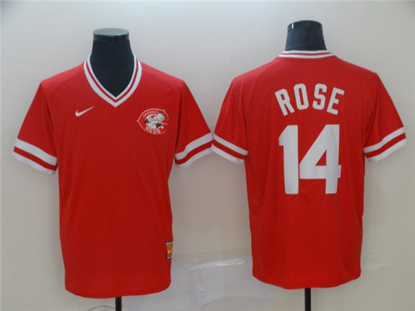 Men's Cincinnati Reds Retired Player #14 Pete Rose Nike 1990's Scarlet Cooperstown Collection Jersey