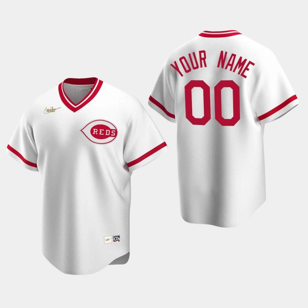 Cincinnati Reds Custom Nike White Home Cooperstown Collection Jersey
