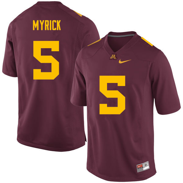 Men's Minnesota Golden Gophers #5 Jalen Myrick Nike Maroon College Football Jersey