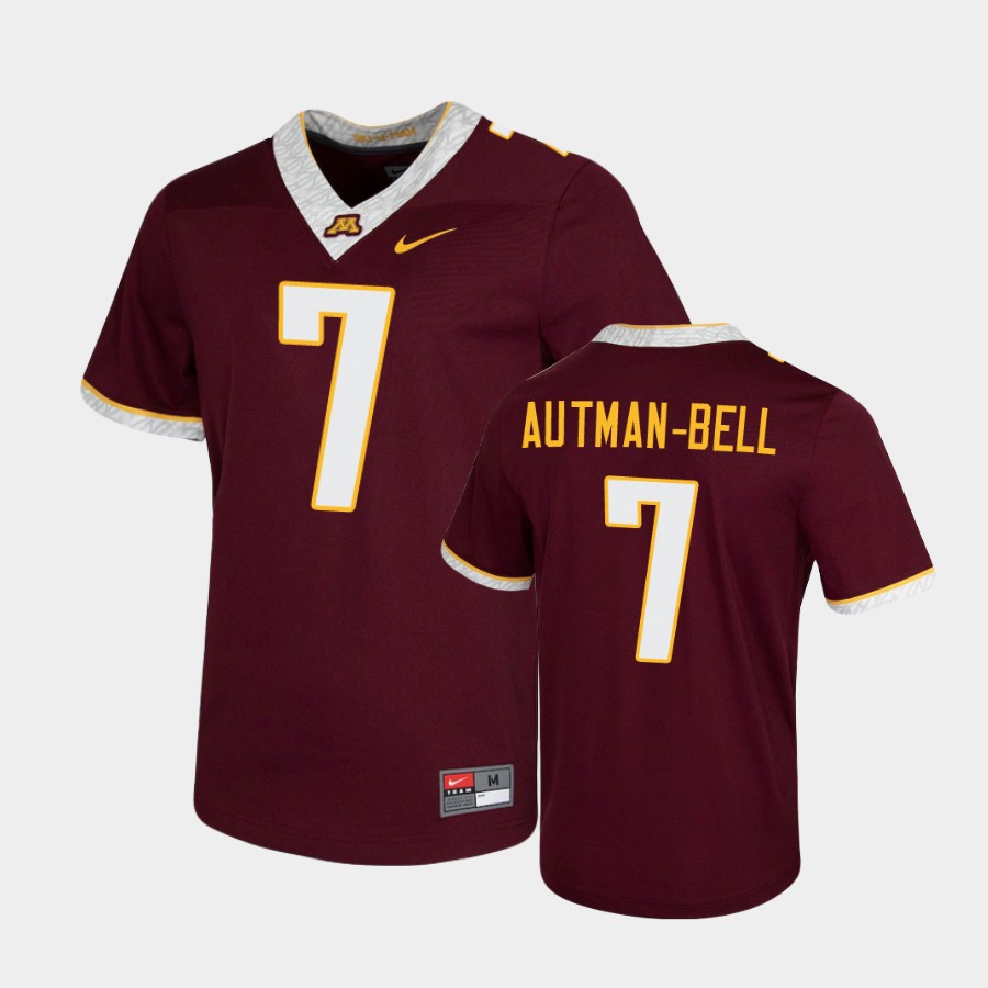 Men's Minnesota Golden Gophers #7 Chris Autman-Bell 2020 Maroon White Nike Untouchable Game Football Jersey