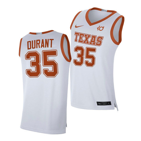 Men's Texas Longhorns #35 Kevin Durant Nike 2020-21 White Alumni Basketball Jersey