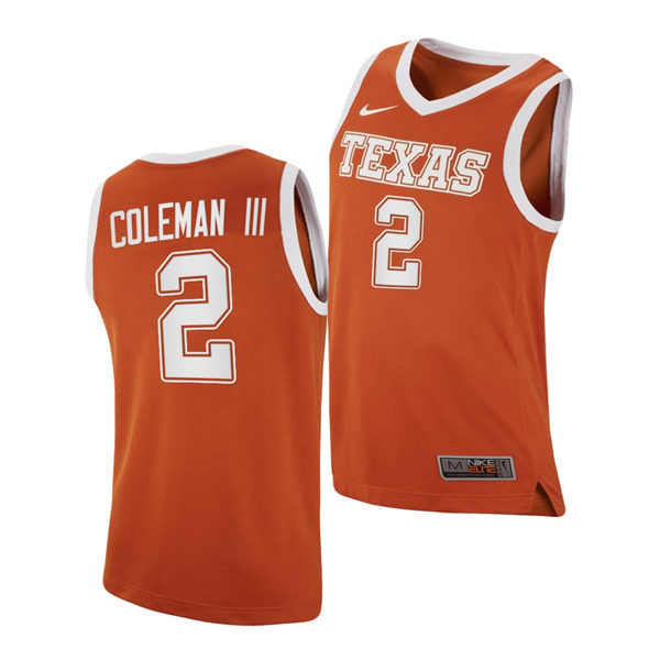 Men's Texas Longhorns #2 Matt Coleman III 2020-21 Nike Orange College Basketball Jersey