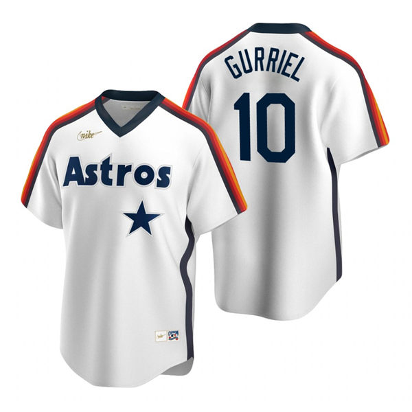 Men's Houston Astros #10 Yuli Gurriel Nike White Cooperstown Collection Jersey