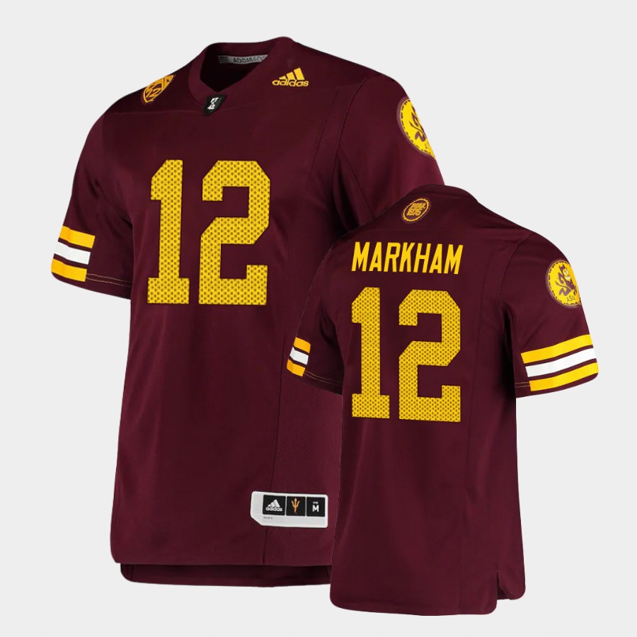 Men's Arizona State Sun Devils #12 Kejuan Markham Adidas Maroon Retro 1975 Throwback Football Jersey