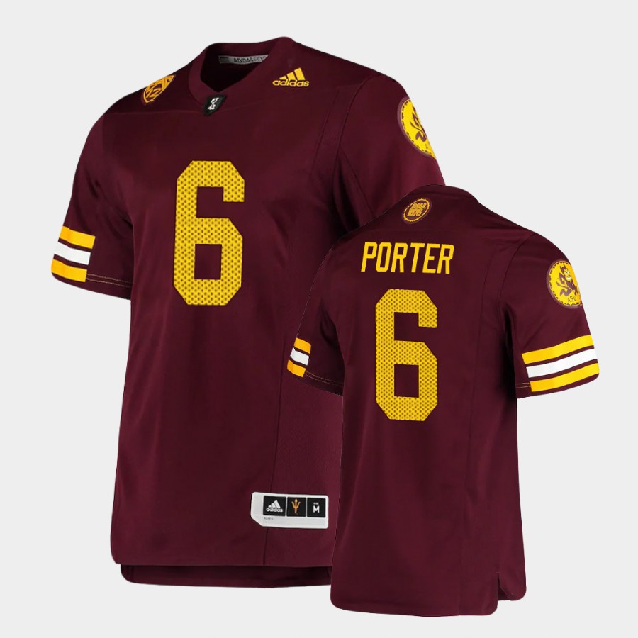 Men's Arizona State Sun Devils #6 Geordon Porter Adidas Maroon Retro 1975 Throwback Football Jersey
