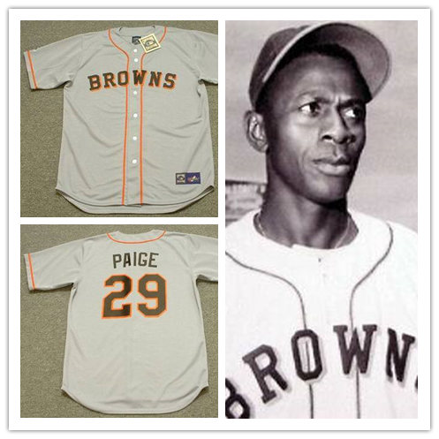 1953 Satchel Paige #29 Browns Baseball Jerseys St. Louis Beige All Stitched