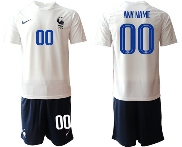 Mens France National Team 2020/21 Away White Custom Soccer Jersey Suit