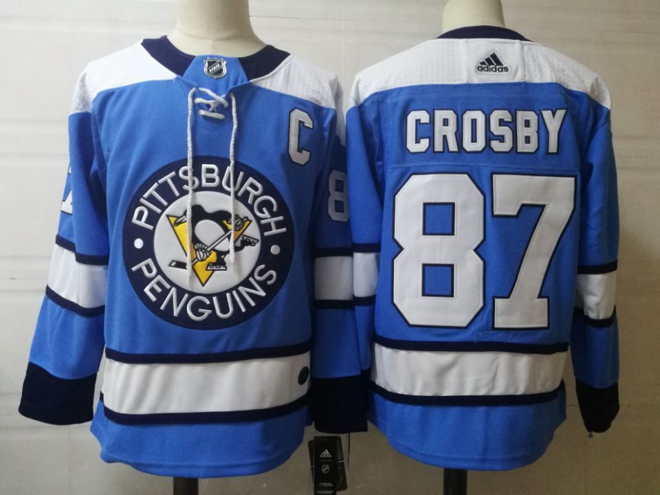 Youth Pittsburgh Penguins #87 Sidney Crosby Stitched Adidas Blue Jersey