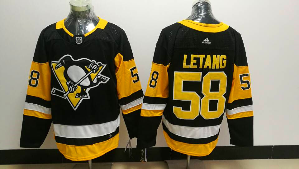 Youth Pittsburgh Penguins #58 Kris Letang Stitched Adidas Black Jersey