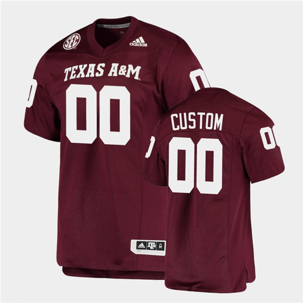 Youth Texas A&M Aggies Custom Adidas Maroon Football Game Jersey