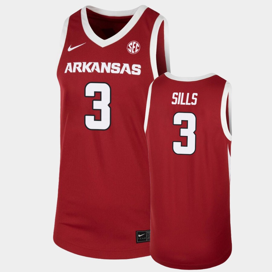 Mens Arkansas Razorbacks #3 Desi Sills Nike 2020-21 Cardinal College Basketball Game Jersey