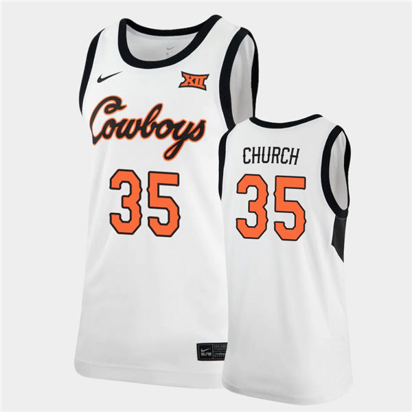 Men's Oklahoma State Cowboys #35 Weston Church Nike white College Basketball Game Jersey
