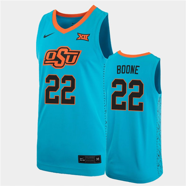Men's Oklahoma State Cowboys #22 Kalib Boone Nike Turquoise  Alternate College Basketball Jersey