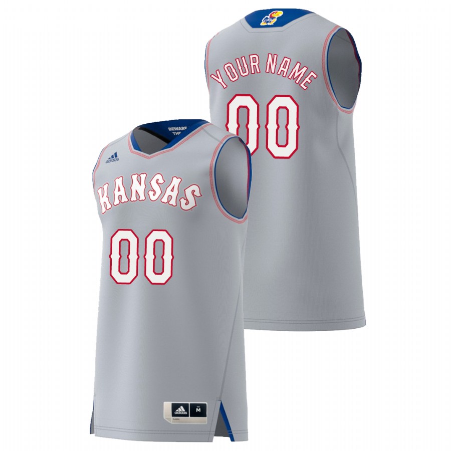 Men's Kansas Jayhawks Custom Adidas 2020 Gray Swingman Basketball Jersey