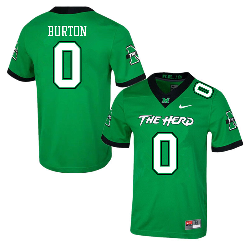 Mens Marshall Thundering Herd  #0 Sam Burton Stitched 2020 Green College Football Game Jersey