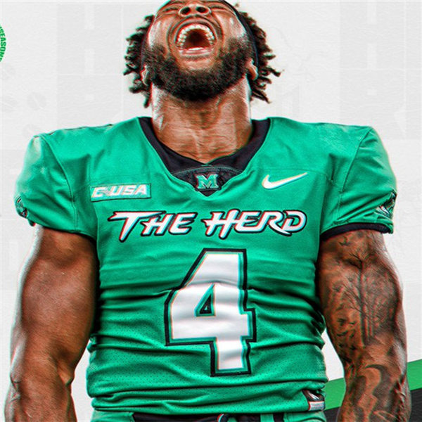 Mens Marshall Thundering Herd #4 Tavante Beckett Stitched 2020 Green College Football Game Jersey