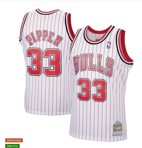 Mens Chicago Bulls Scottie Pippen Blue Pinstripe Mitchell Ness Hardwood Classics