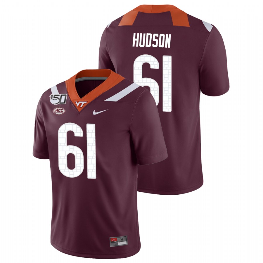 Men's Virginia Tech Hokies #61 Bryan Hudson Nike Maroon College Game Football Jersey