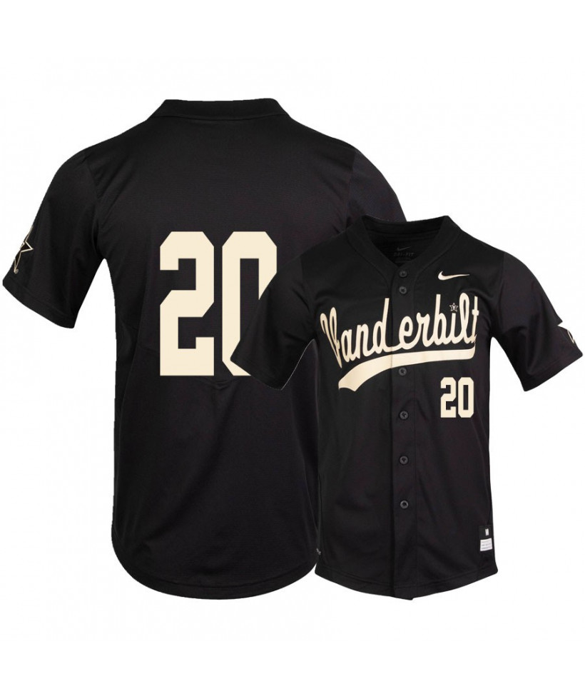 Mens Youth Vanderbilt Commodores #20 Ty Duvall Nike Black College Game Baseball Jersey