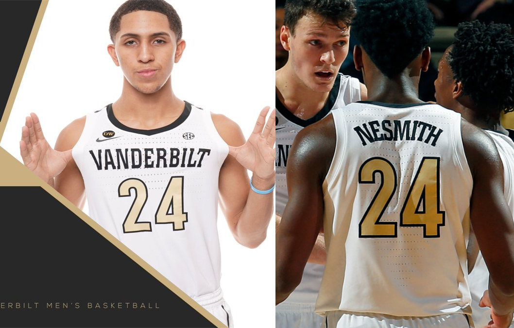 Men's Vanderbilt Commodores #24 Aaron Nesmith Nike 2020 White Gold College Game Basketball Jersey