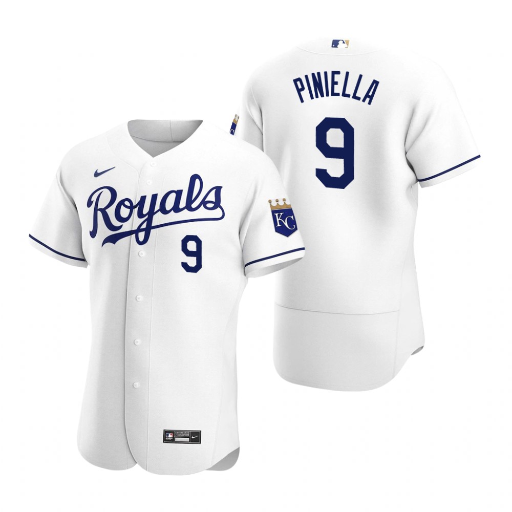 Men's Kansas City Royals Retired Player #9 Lou Piniella Stitched Nike White FlexBase Jersey