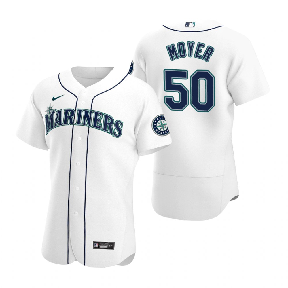 Men's Seattle Mariners Retired Player #50 Jamie Moyer Stitched Nike White FlexBase Jersey