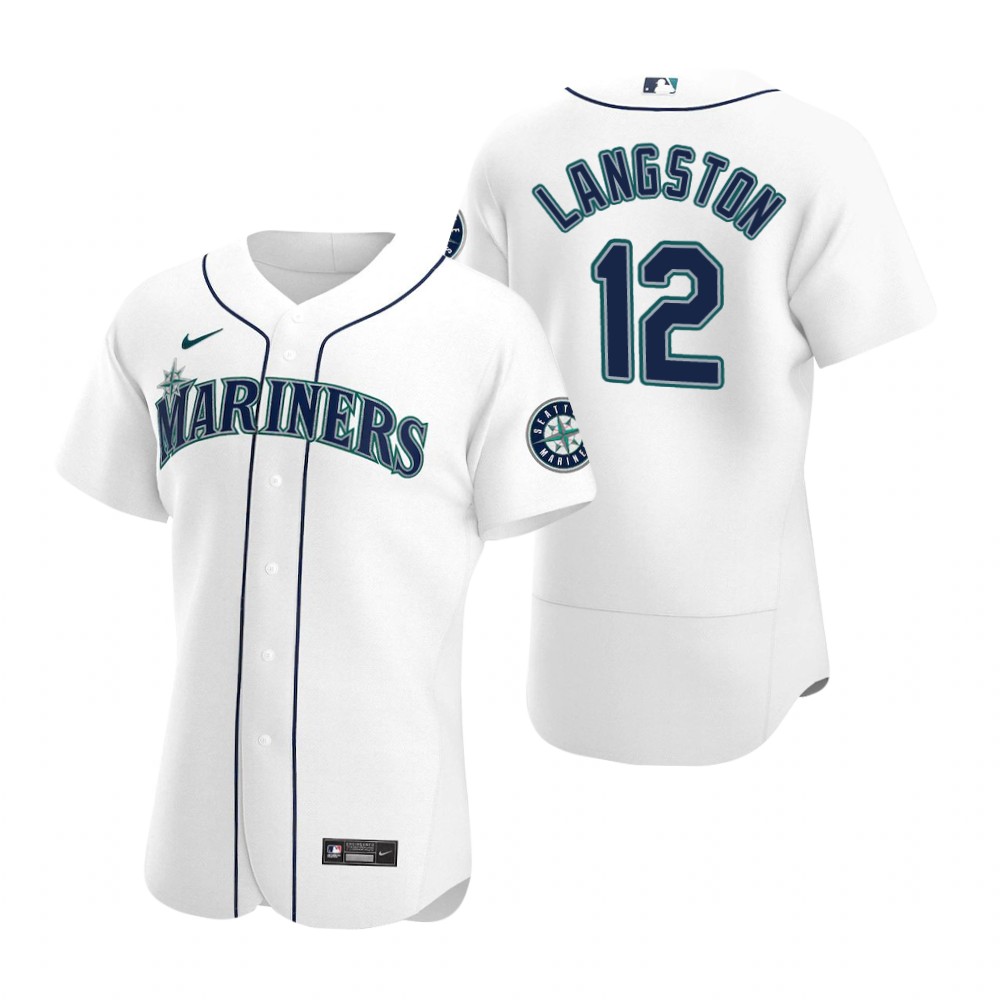 Men's Seattle Mariners Retired Player #12 Mark Langston Stitched Nike White FlexBase Jersey