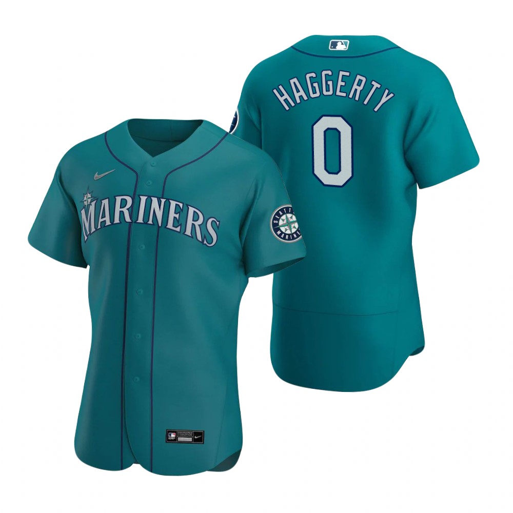 Men's Seattle Mariners #0 Sam Haggerty Nike Aqua Alternate FlexBase Player Jersey