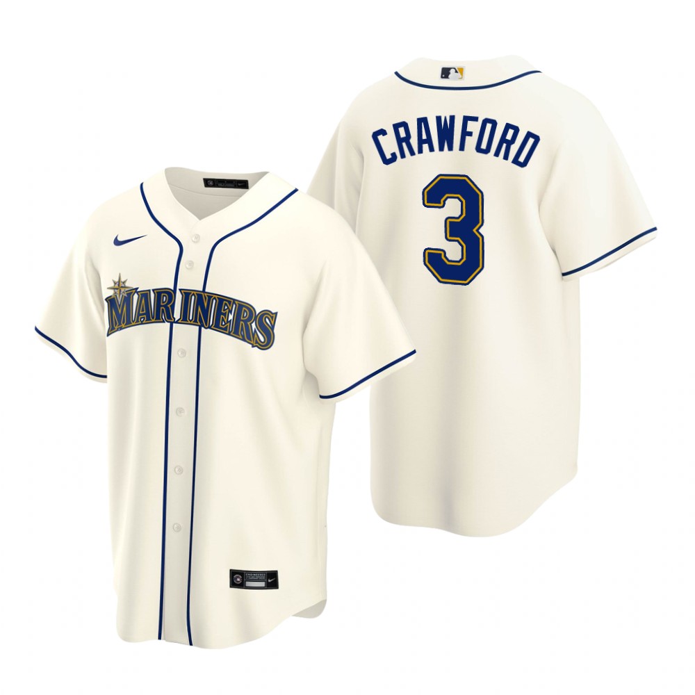 Men's Seattle Mariners #3 J.P. Crawford Nike Cream Alternate Cool Base Jersey