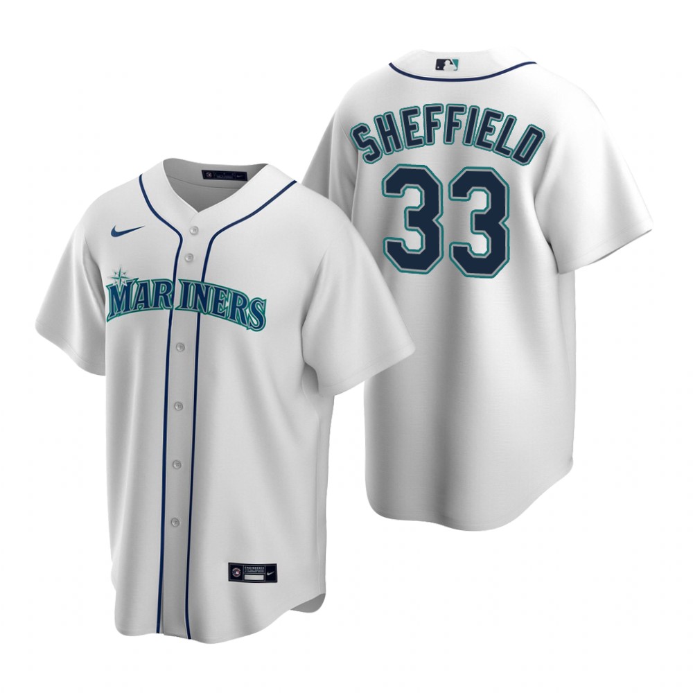 Men's Seattle Mariners #33 Justus Sheffield Nike White Home Cool Base Jersey