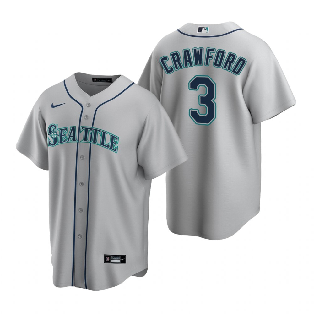 Men's Seattle Mariners #3 J.P. Crawford Nike Away Grey Cool Base Jersey