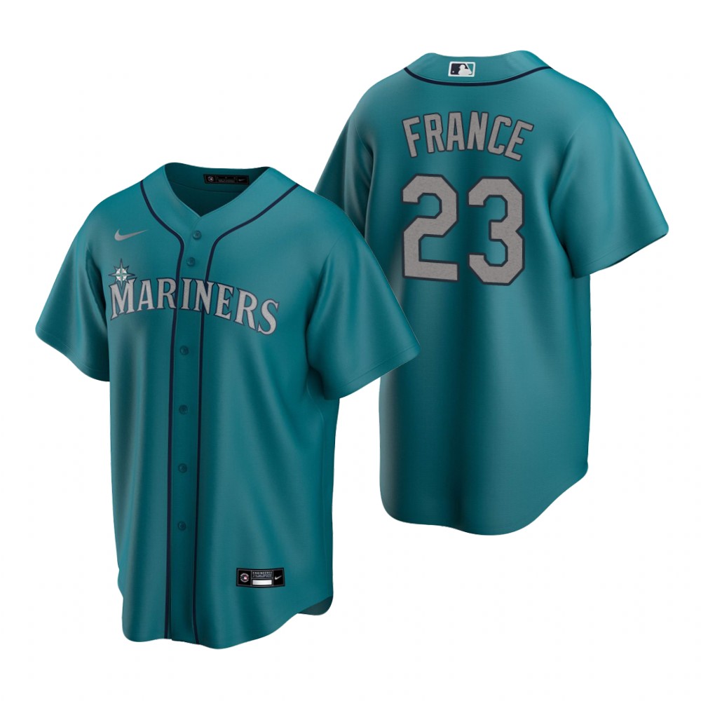 Men's Seattle Mariners #23 Ty France Nike Aqua Alternate Cool Base Jersey