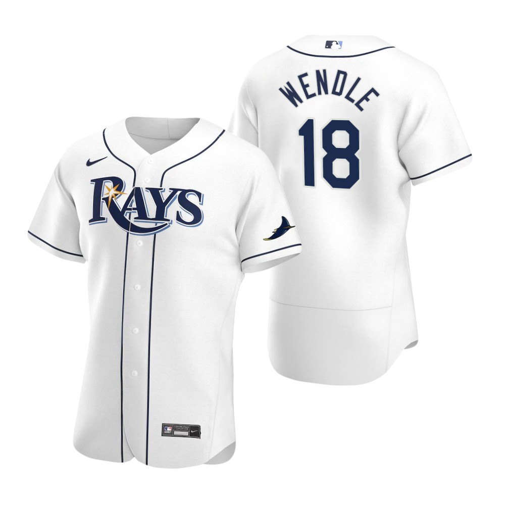 Men's Tampa Bay Rays #18 Joey Wendle Nike White Home FlexBase Baseball Jersey