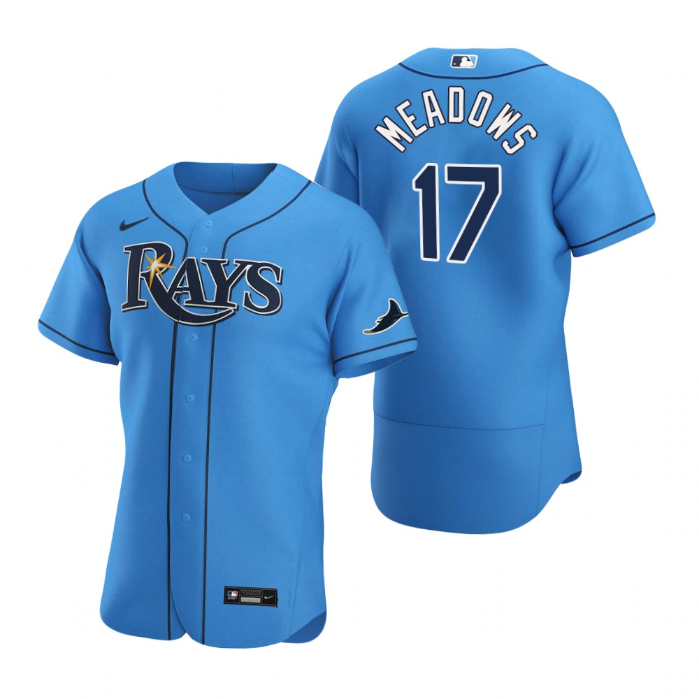 Men's Tampa Bay Rays #17 Austin Meadows Nike Light Blue Alternate Flex Base Baseball Jersey