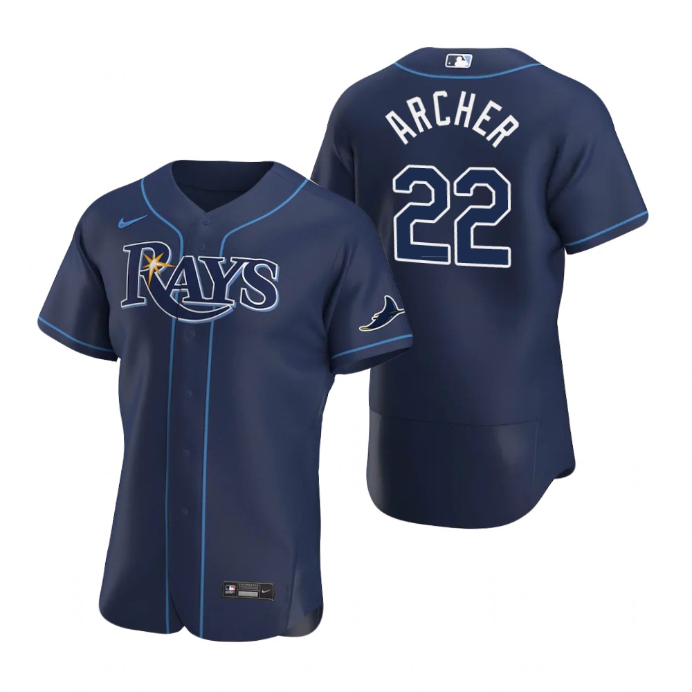Men's Tampa Bay Rays #22 Chris Archer Nike Navy Alternate FlexBase Jersey