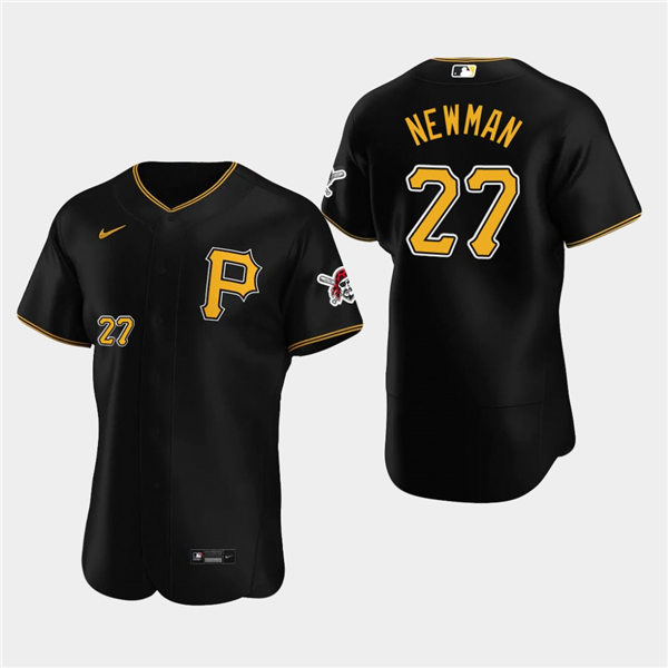 Mens Pittsburgh Pirates #27 Kevin Newman  Nike Black Alternate Team Logo P FlexBase Jersey