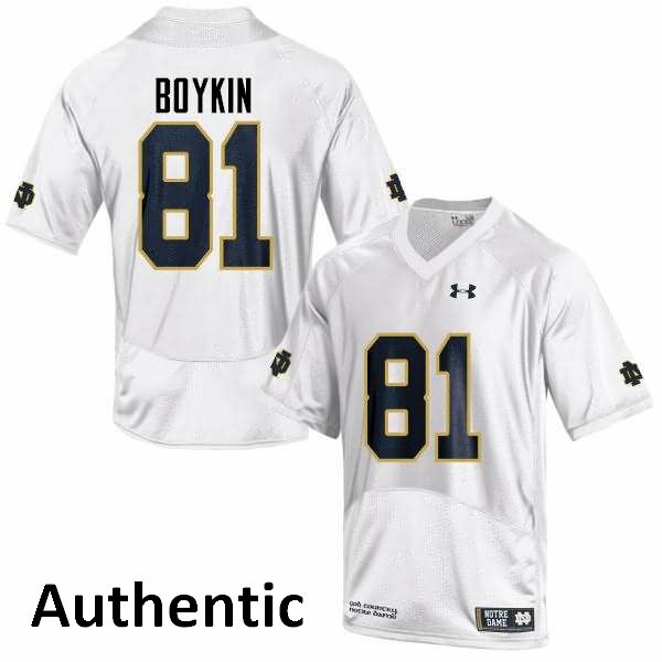 Men's Notre Dame Fighting Irish #81 Miles Boykin Under Armour White College Football Game Jersey