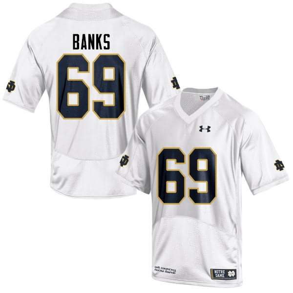 Men's Notre Dame Fighting Irish #69 Aaron Banks Under Armour White College Football Game Jersey