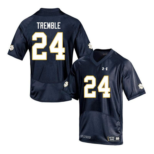 Men's Notre Dame Fighting Irish #24 Tommy Tremble Under Armour Navy College Football Game Jersey