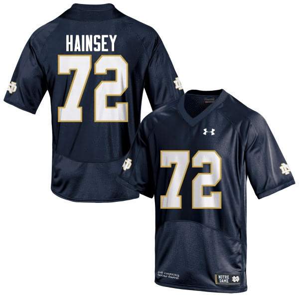 Men's Notre Dame Fighting Irish #72 Robert Hainsey Under Armour Navy College Football Game Jersey