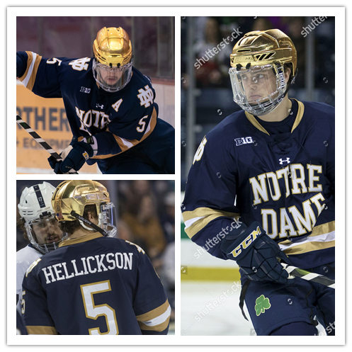 Mens Notre Dame Fighting Irish #5 Matt Hellickson Under Armour Navy Notre Dame Hockey Game Jersey