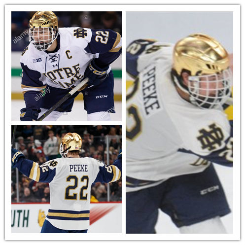 Mens Notre Dame Fighting Irish #22 Andrew Peeke Under Armour White Notre Dame Hockey Game Jersey