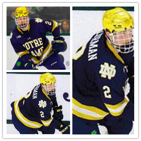 Mens Notre Dame Fighting Irish #2 Nate Clurman Under Armour Navy Notre Dame Hockey Game Jersey