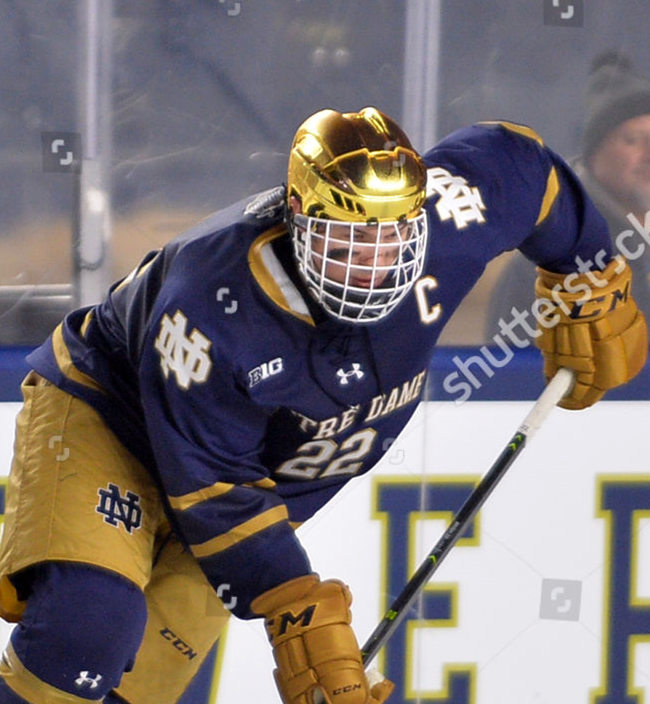 Mens Notre Dame Fighting Irish #22 Andrew Peeke 2019 Navy Under Armour Limited Hockey Jersey 