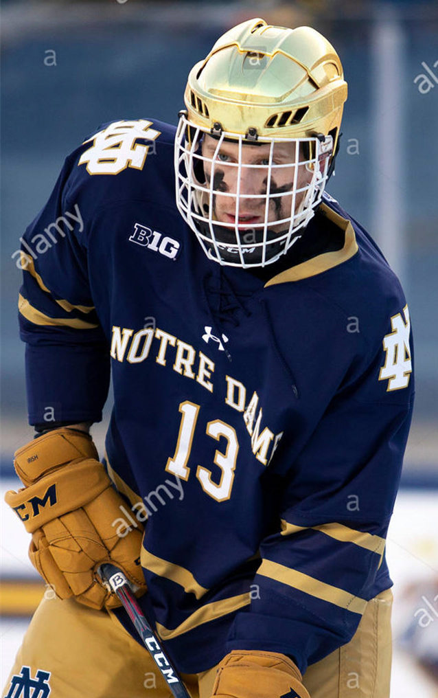 Mens Notre Dame Fighting Irish #13 Vinnie Hinostroza 2019 Navy Under Armour Limited Hockey Jersey
