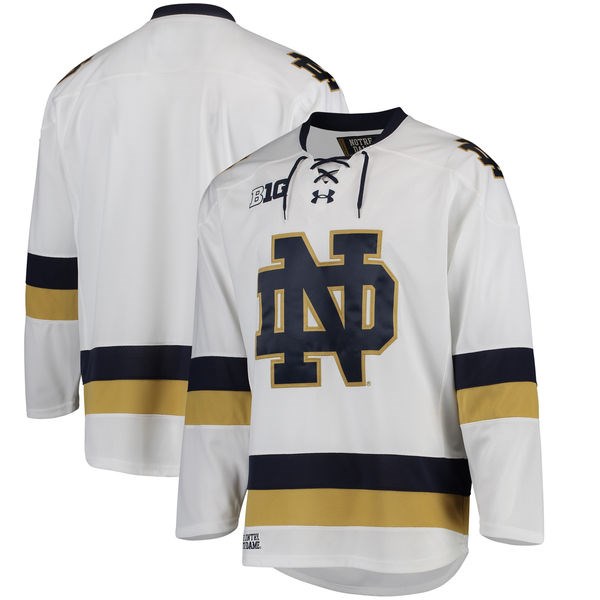 Mens Notre Dame Fighting Irish Blank Under Armour White ND Hockey Team Jersey